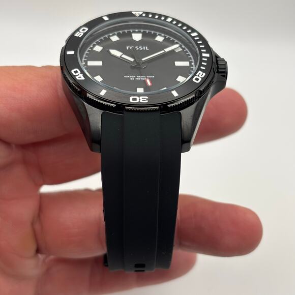 Fossil Dalton BQM2886 Men’s 42mm Black Silicone Strap Quartz Watch NIBWT - Picture 9 of 17